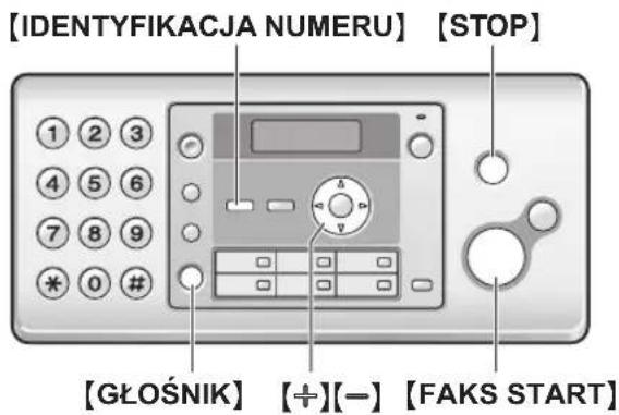 [IDENTYFIKACJA NUMERU] [STOP] ① ② ③ ④ ⑤ ⑥ ⑦ ⑧ ⑨ * 0 # [GŁOŚNIK] [+][-] [FAKS START]