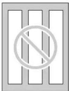 Image showing three vertical bars with a circle containing a diagonal line, indicating prohibition or restriction.