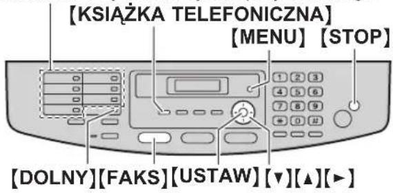 [KSIĄŻKA TELEFONICZNA] [MENU] [STOP] [DOLNY][FAKS][USTAW][▼][▲][►]