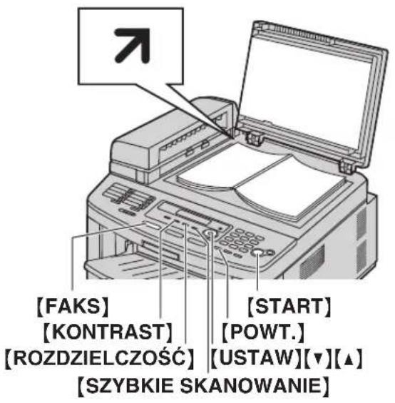 [FAKS] [KONTRAST] [ROZDZIELCZOŚĆ] [SZYBKE SKANOWANIE] [START] [POWT.] [USTAW][▼][▲]