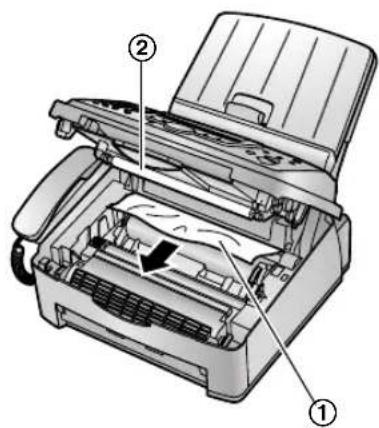 PANASONIC KX-FL613PD - Kiedy papier zablokuje się wewnątrz telefaksu - 2