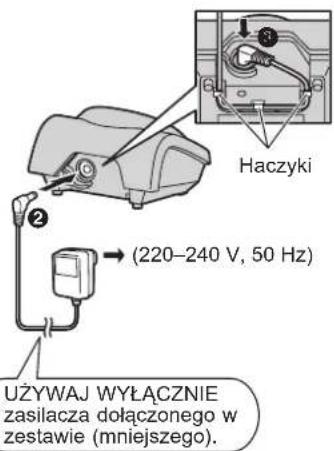 Haczyki (220-240 V, 50 Hz) UŻYWAJ WYŁĄCZNIE zasilacza dołączonego w zestawie (mniejszego).