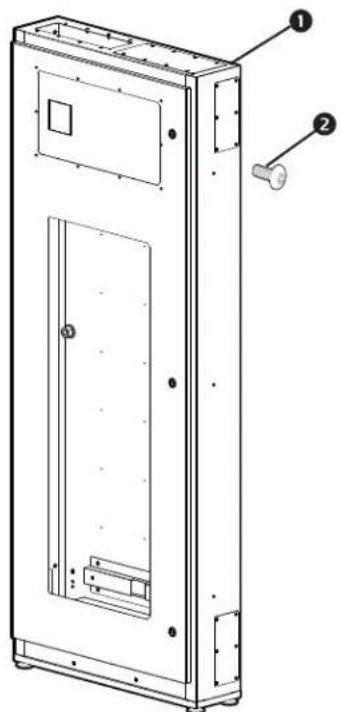 Technical diagram of an electrical enclosure with labeled components and mounting points