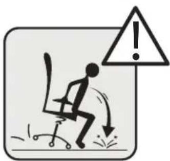 Warning sign with exclamation mark and downward arrow, indicating workplace safety or stress