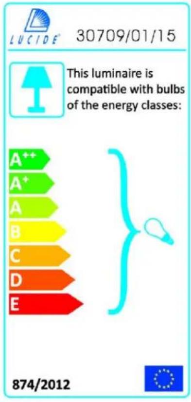 LUCIDE® 30709/01/15 This luminaire is compatible with bulbs of the energy classes: A++ A+ A B C D E 874/2012
