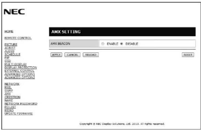 NEC MultiSync X464UNS-2 - AMX Setting - 1