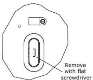 Remove with flat screwdriver