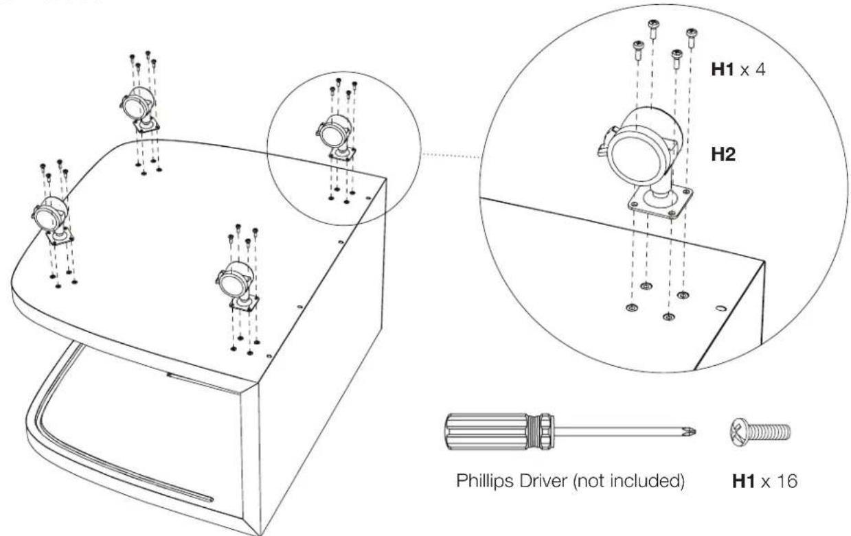 H1 x 4 H2 Phillips Driver (not included) H1 x 16