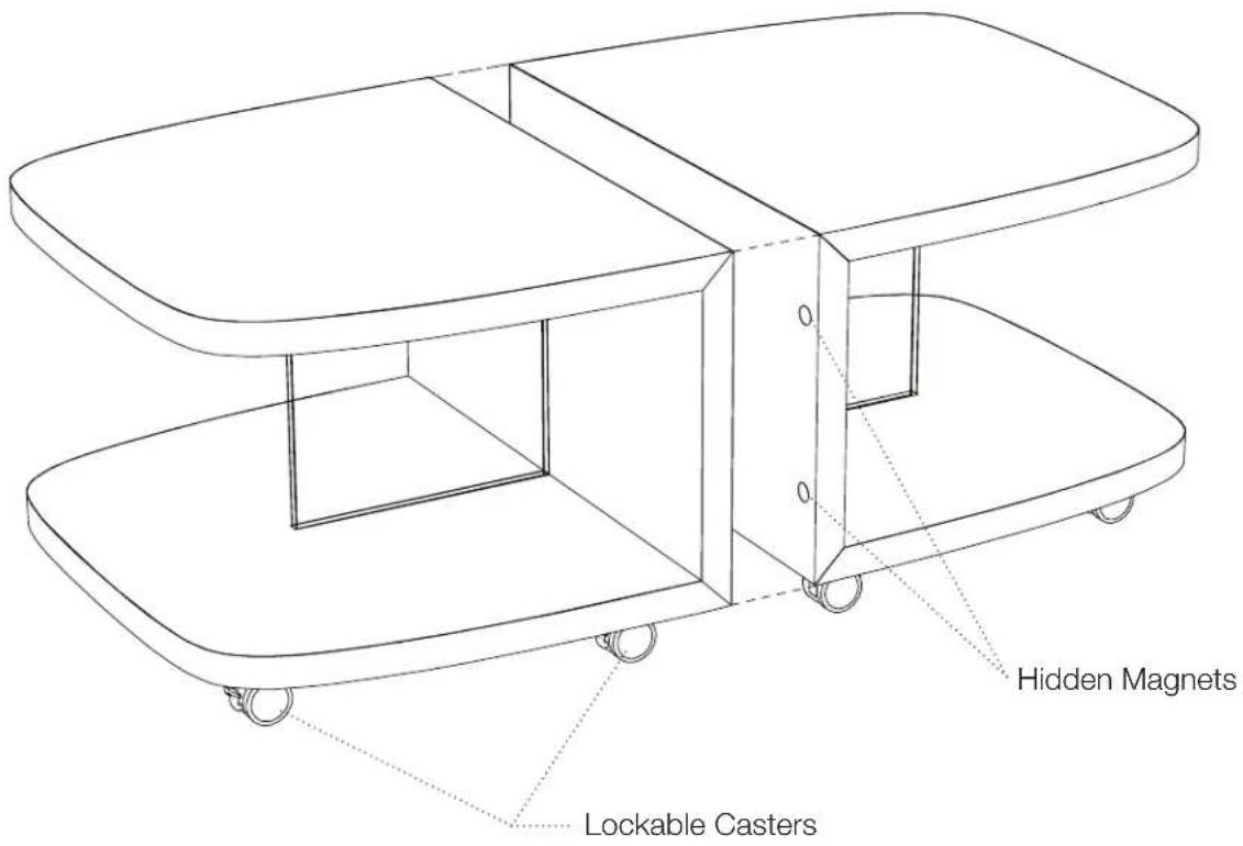 Hidden Magnets Lockable Casters