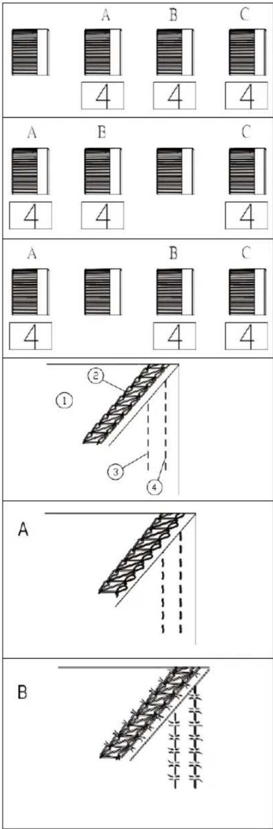 A B C 4 4 4 A E C 4 4 4 A B C 4 4 4 ① ② ③ ④ A B