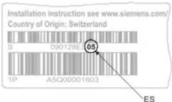 Installation instruction see www.siemens.com/ Country of Origin: Switzerland S 090128E 05 1P A5Q00001603 ES