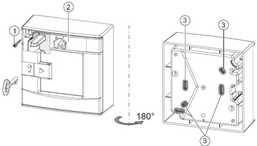 Technical diagram of a refrigerator with labeled parts and 180° rotation indicator