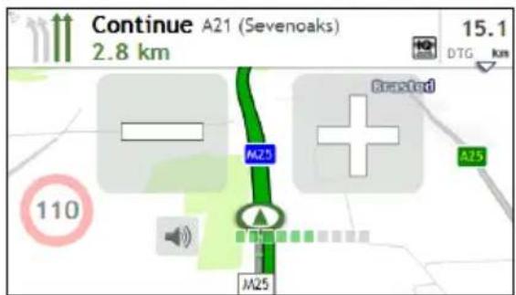 Continue A21 (Sevenoaks) 2.8 km 15.1 DTG km Reacted A25 A25 110 M25