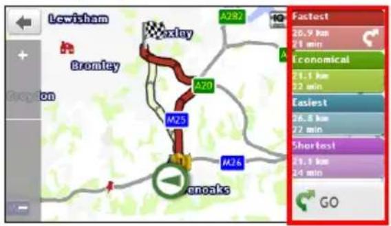Lewisham Bromley A282 Axley A20 M25 M26 Cenoks Fastest 20.9 km 21 min Economical 21.1 km 22 min Easlest 26.8 km 27 min Shortest 21.1 km 24 min GO