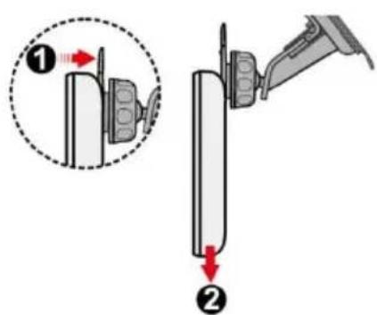 Diagram illustrating a mechanical assembly process with labeled parts and directional arrows indicating movement or force.