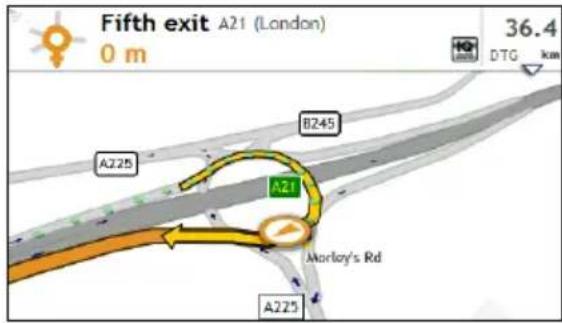 Fifth exit A21 (London) 0 m 36.4 DTG km A225 B245 A21 Marloy's Rd A225