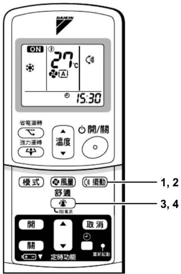 DAIKIN FTX20GVLT - 當百葉窗擺動到希望位置時，再次按“擺動按鈕”。 - 1