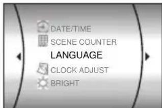 DATE/TIME SCENE COUNTER LANGUAGE CLOCK ADJUST BRIGHT