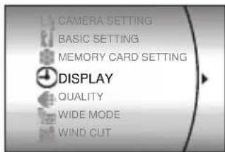 CAMERA SETTING BASIC SETTING MEMORY CARD SETTING DISPLAY QUALITY WIDE MODE WIND CUT