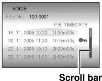 VOICE FILE No. 100-0001 P.B. TIMEDATE 15. 11. 2005 10:30 1h30m20s 20. 11. 2005 11:30 1h15m10s 23. 11. 2005 10:10 2h20m20s 29. 11. 2005 11:00 2h50m30s Scroll bar