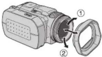 Diagram of a digital camera with labeled parts showing internal components and directional arrows