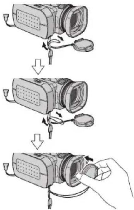JVC GZ-MC500EK - Attaching the Lens Cap - 1