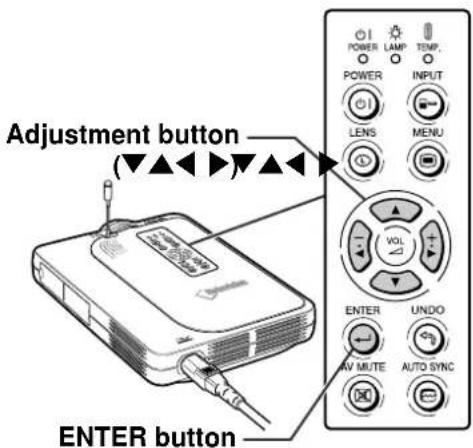 SHARP PG-M25X - On the "Do you want to enter the Learn MOde?" (If the Gyro is connected to projector by cable, temporarily unplug the cable from the projector and press ENTER button.) message, select "Yes" using 📋 or 🏠 and press 📋. - 3