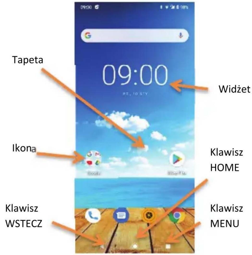 Tapeta 09:00 Widżet Ikona Klawisz HOME Klawisz WSTECZ Klawisz MENU