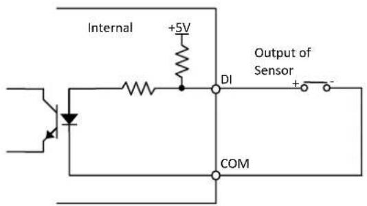Internal +5V DI Output of Sensor + - COM