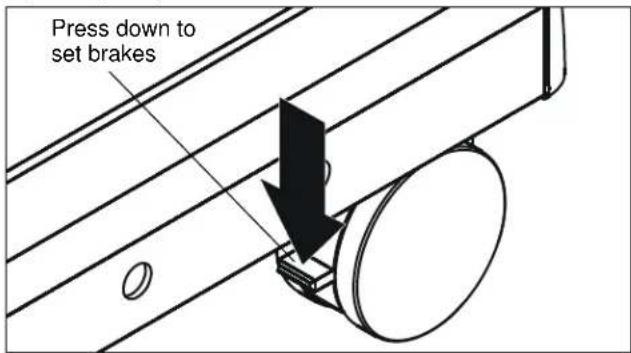 Press down to set brakes
