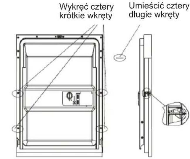 Wykręć cztery krótkie wkręty Umieścić cztery długie wkręty