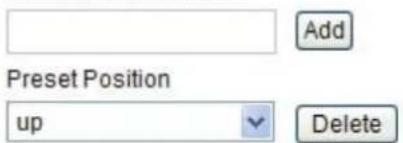 Add Preset Position up Delete
