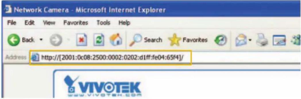 Network Camera - Microsoft Internet Explorer File Edit View Favorites Tools Help Back Search Favorites Address http://[2001:0c08:2500:0002:0202:d1ff:fe04:65f4]/ VIVOTEK WWW.VIVOTEK.COM