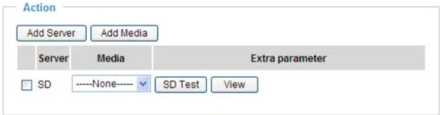 Action Add Server Add Media Server Media Extra parameter SD ----None-------- SD Test View