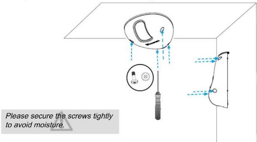 Please secure the screws tightly to avoid moisture.