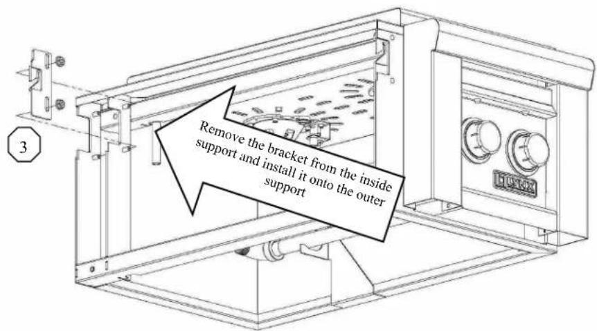 Remove the bracket from the inside support and install it onto the outer support