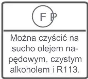 F P Można czyścić na sucho olejem na- pędowym, czystym alkoholem i R113.
