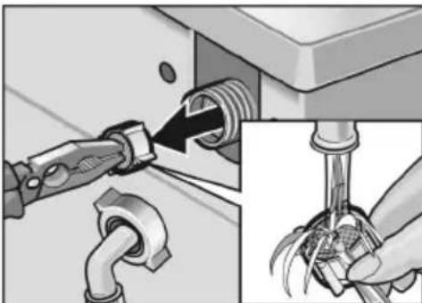 Mechanical assembly diagram showing pipe connection and tool insertion (no text or symbols)