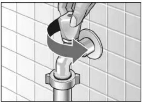 Illustration of a hand turning a pipe into a valve, with no text or symbols present.