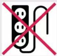 Prohibition sign with three electrical plug symbols crossed out by a red 'X' symbol, indicating no prohibition or exclusion.