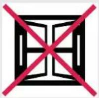 Symbolic image with a red X-shaped crossed-out rectangle and black grid pattern, likely representing a prohibition or exclusion.