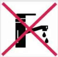 Prohibition sign with black faucet and red prohibition symbol crossed