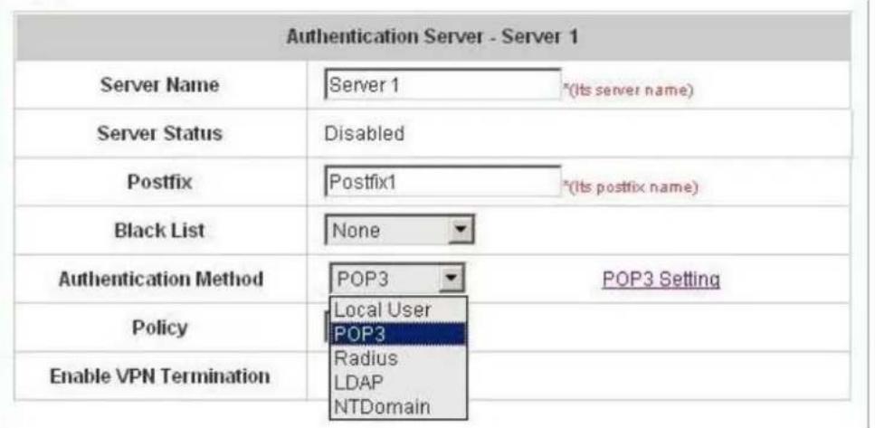 Edimax AC-M1000 - Authentication Method – POP3 - 1