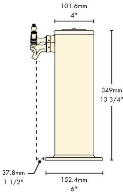101.6mm 4" 349mm 13 3/4" 37.8mm 1 1/2" 152.4mm 6"