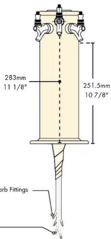 283mm 11 1/8" 251.5mm 10 7/8" arb Fittings