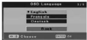OSD Language English Français Deutsch Bank +10 Choose ENTER OK