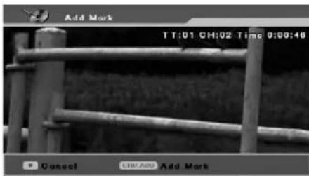 Add Mark T1:01 CH:02 Time 0:00:46 Cancel CH:ADD Add Mark