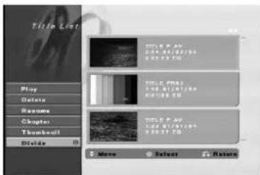 Title List Play Delete Resume Chapter Thumbnail Divide TITLE P. AY 2014-06/07/18 00:00:00 TITLE P. FRA3 2008-01/01/18 00:00:00 TITLE P. AY 2014-07/01/18 00:00:00 More Select Return