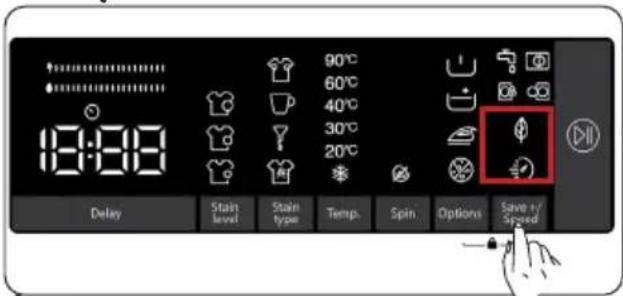 18:00 90°C 60°C 40°C 30°C 20°C Delay Stain level Stain type Temp. Spin Options Save +/Speed