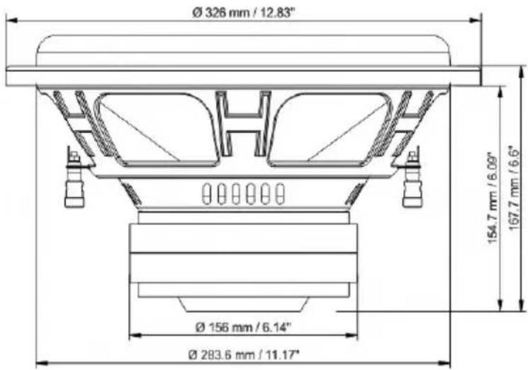 Ø 326 mm / 12.83" 154.7 mm / 6.09" 167.7 mm / 6.6" Ø 156 mm / 6.14" Ø 283.6 mm / 11.17"